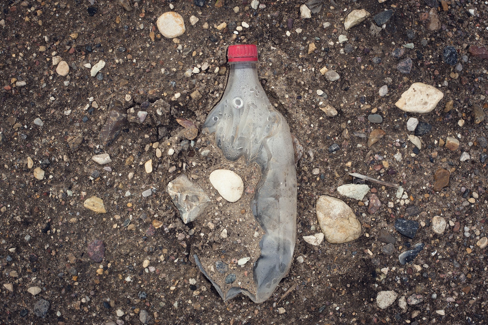 plastic bottle on the ground as plastic waste