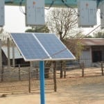 A solar PV panel, battery, charge controller and inverter