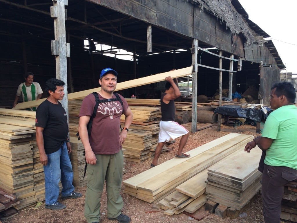 Buying wood to build Crappers in Nauta, Peru