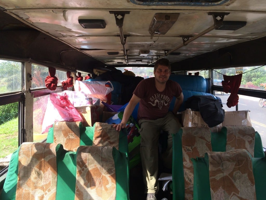 Inside TfP's Magic bus to transport materials from Iquitos to Nauta Peru