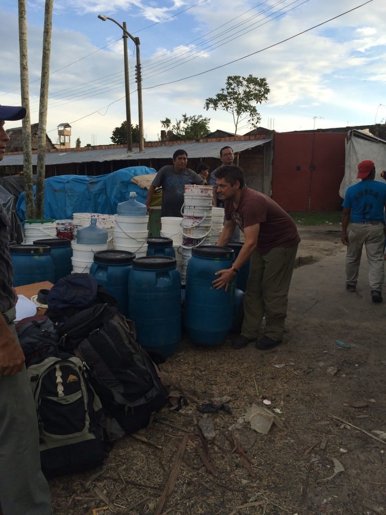 staging materials in Nauta to put on the boat to go down river