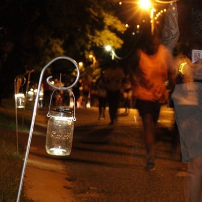 Consol Solar Jar illuminating a nightrun