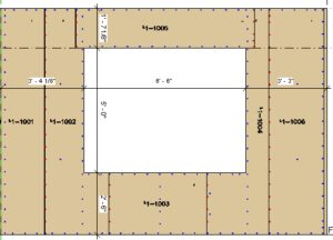 Image showing dimensioned building section of BamCore’s panelized wall system, with key construction details annotated.