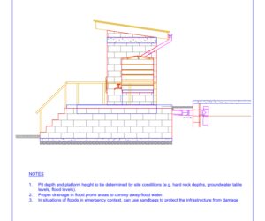 Image showing pour-flush toilet with a revised raised option to improve flood resilience