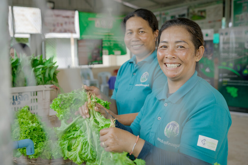 By joining the cooperative and receiving FAO training, farmer Soda Thai has been able to increase her income from her vegetable cultivation, accessing premium markets like restaurants and hotels. Photo: Pisey Khun / FAO